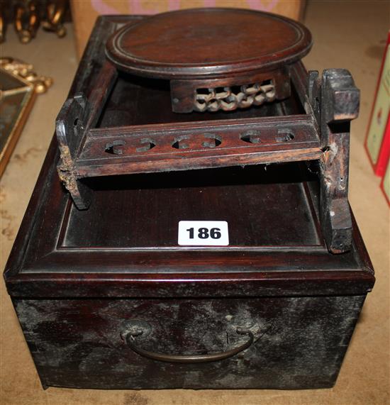 Chinese rosewood box & various wood elements